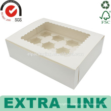 custom white packaging design cup paper triangle divider cup cake box with tray